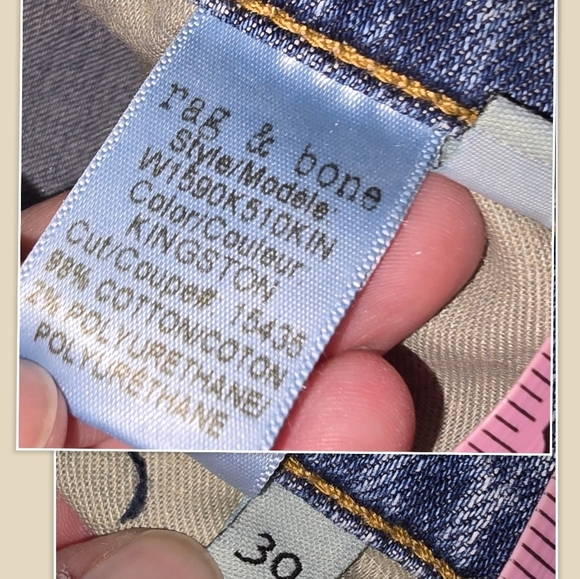 Rag & Bone Dre Kingston Released Raw Hem Denim Jeans Size 30 Measures 35 X 28 - Picture 8 of 9